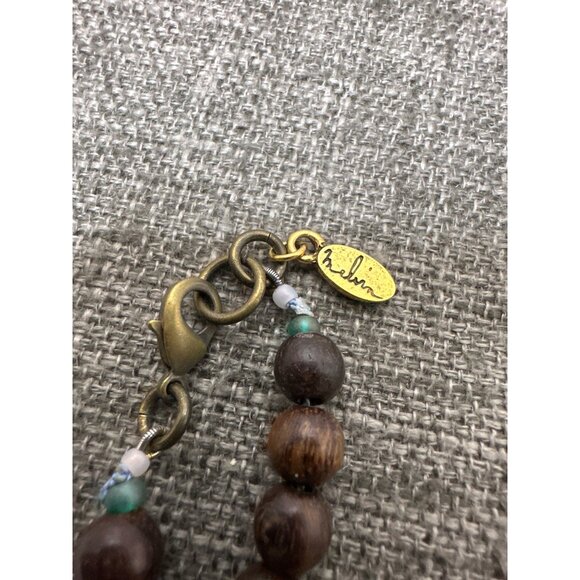 Melvin Wooden Beads Boho Good Fortune Necklace With Gold-Tone Charms & Tassel - Picture 5 of 7